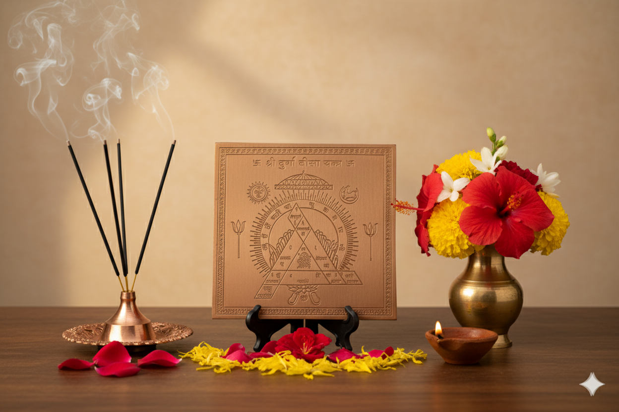 Energised Durga Bissa Yantra Copper | Goddess Durga Yantra for Protection, Success & Prosperity