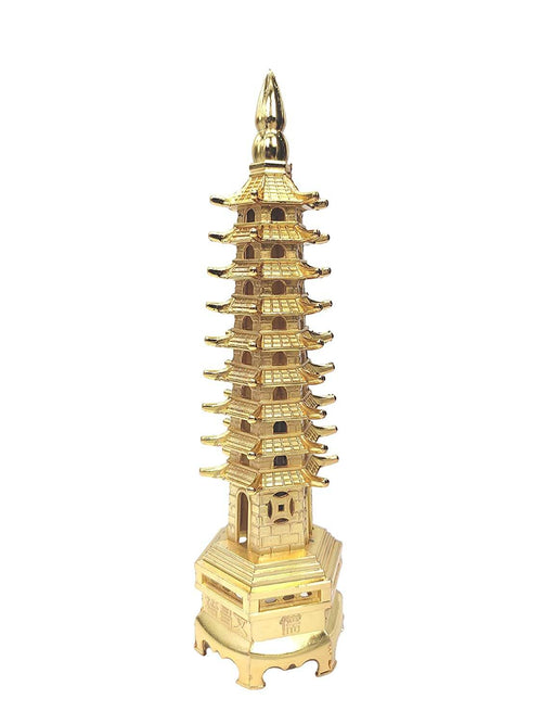 Feng Shui Golden Metal Education Pagoda Tower 9 Layers White Aura Vastu Store