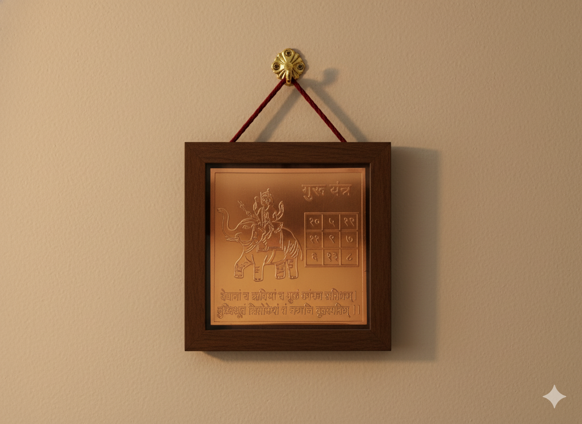 Guru Yantra in Pure Copper – Energized Brihaspati Yantra for Knowledge, Wealth & Prosperity White Aura Vastu Store