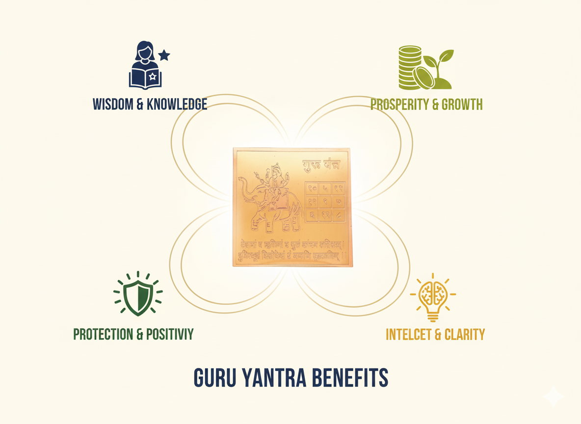 Guru Yantra in Pure Copper – Energized Brihaspati Yantra for Knowledge, Wealth & Prosperity White Aura Vastu Store