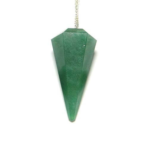 Energised Green Aventurine Faceted Dowsing Pendulum White Aura Vastu Store