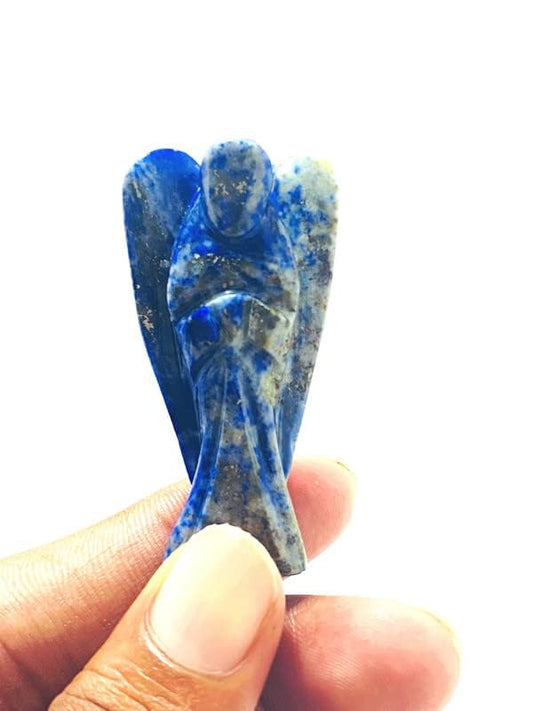 WAVS Lapis Lazuli Angel Crystal Stone Size 2 Inch Approx. White Aura Vastu Store
