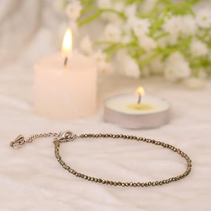 Raw Pyrite Anklet for Women | Natural Stone Jewelry for Protection, Wealth & Energy | Spiritual & Healing Bracelet