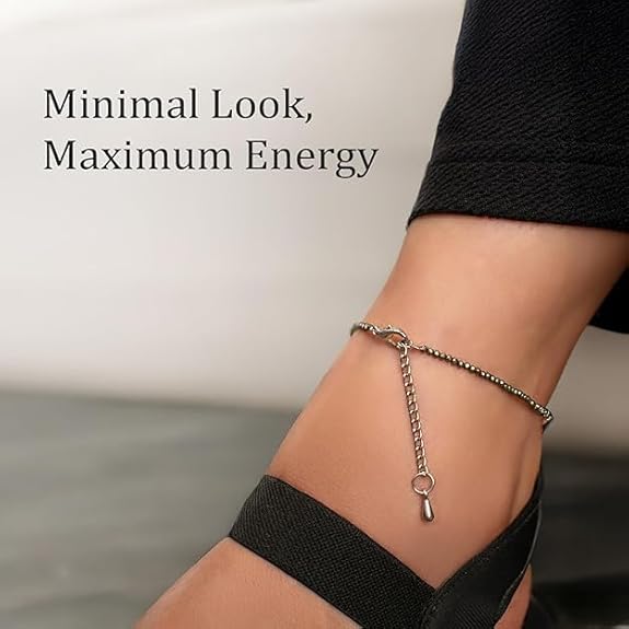 Raw Pyrite Anklet for Women | Natural Stone Jewelry for Protection, Wealth & Energy | Spiritual & Healing Bracelet White Aura Vastu Store