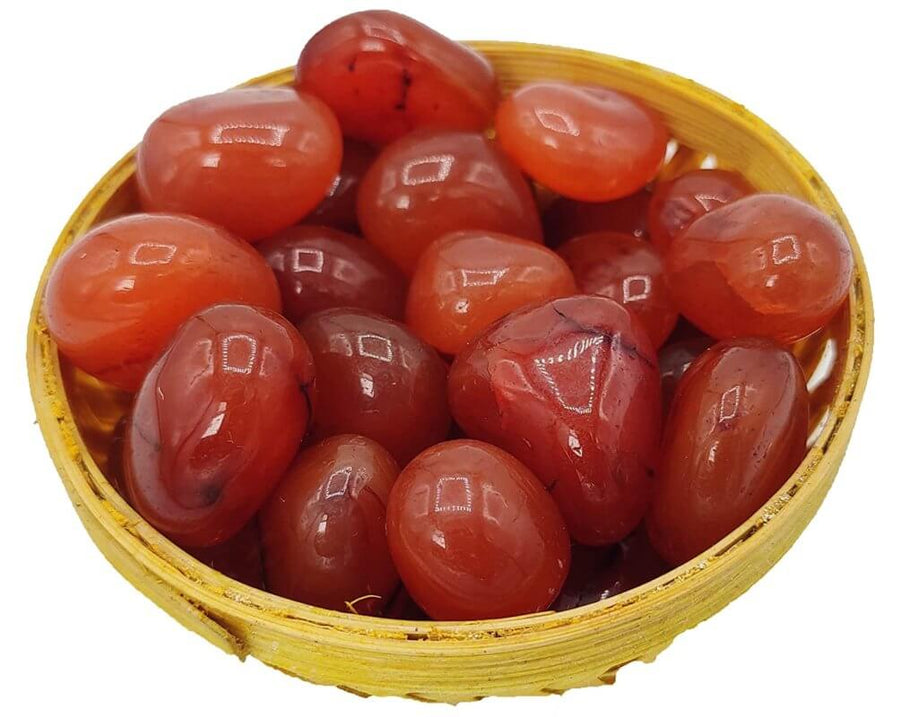 Natural Red Carnelian Crystal Pebbles Tumbled White Aura Vastu Store