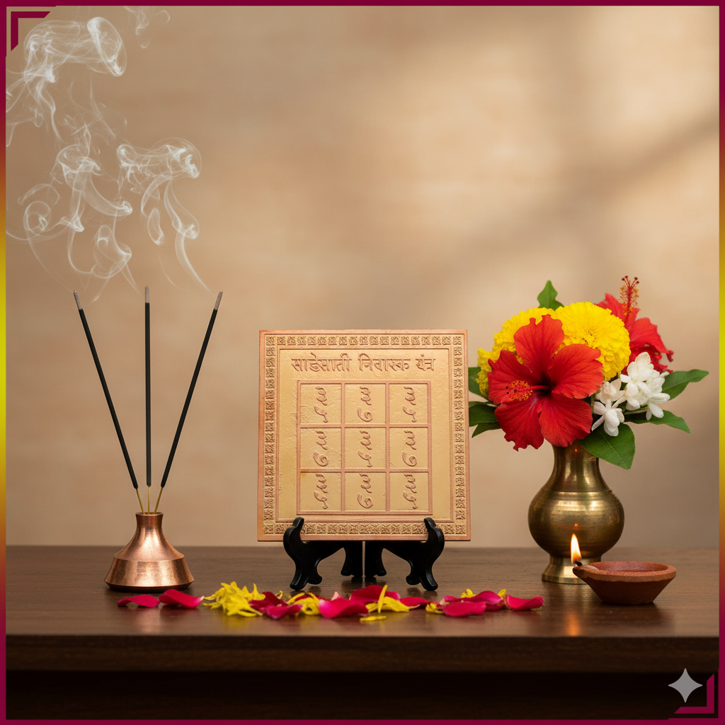 Energized Sade Sati Yantra Copper Plate – Powerful Vastu Remedy for Saturn (Shani) Protection & Prosperity White Aura Vastu Store