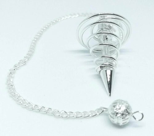 Energised Spiral Dowsing Pendulum (Silver) White Aura Vastu Store