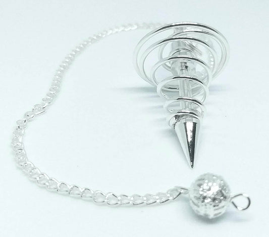 Energised Spiral Dowsing Pendulum (Silver)