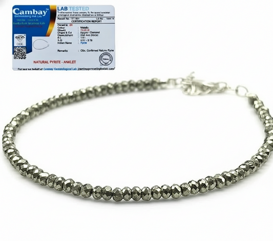 Raw Pyrite Anklet for Women | Natural Stone Jewelry for Protection, Wealth & Energy | Spiritual & Healing Bracelet White Aura Vastu Store