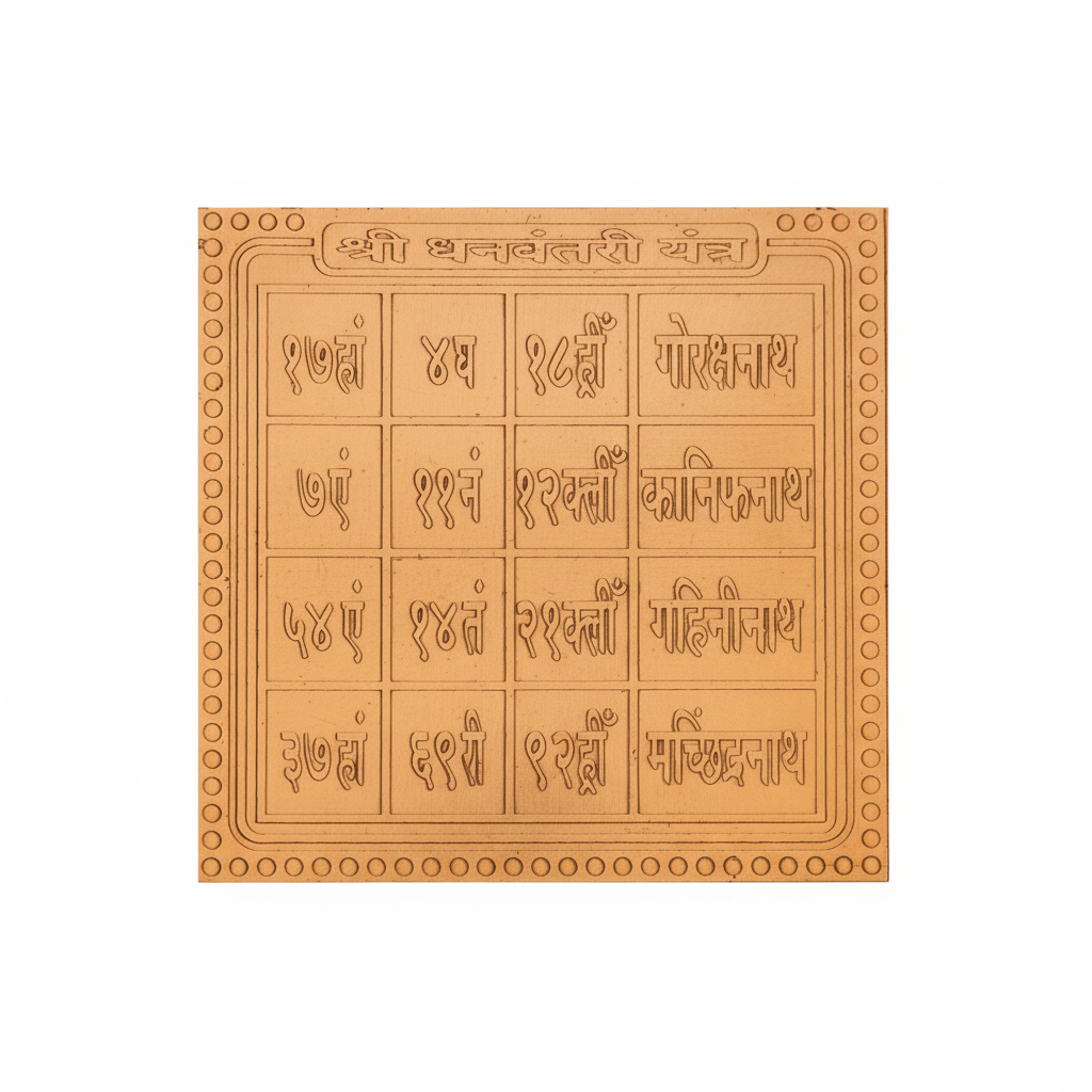 Energized Dhanvantri Yantra Copper | Ayurvedic Healing & Health Prosperity Yantra