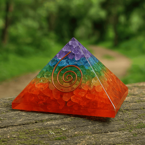 7 Chakra Multi Stone Orgone Pyramid Orgonite Pyramid Crystal Pyramid Stone Pyramid for Reiki Healing and Crystal Healing Stone Pyramid White Aura Vastu Store