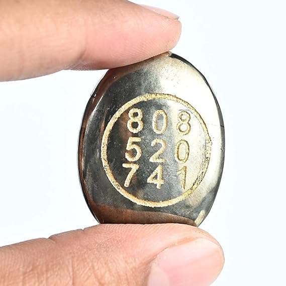 Good Luck Stone Pyrite Zibu Symbol Coin for Financial Growth & Abundance - Fortune & Wealth Magnet, Reiki Healing, Vastu Decor for Home & Office - 808 520 741 White Aura Vastu Store