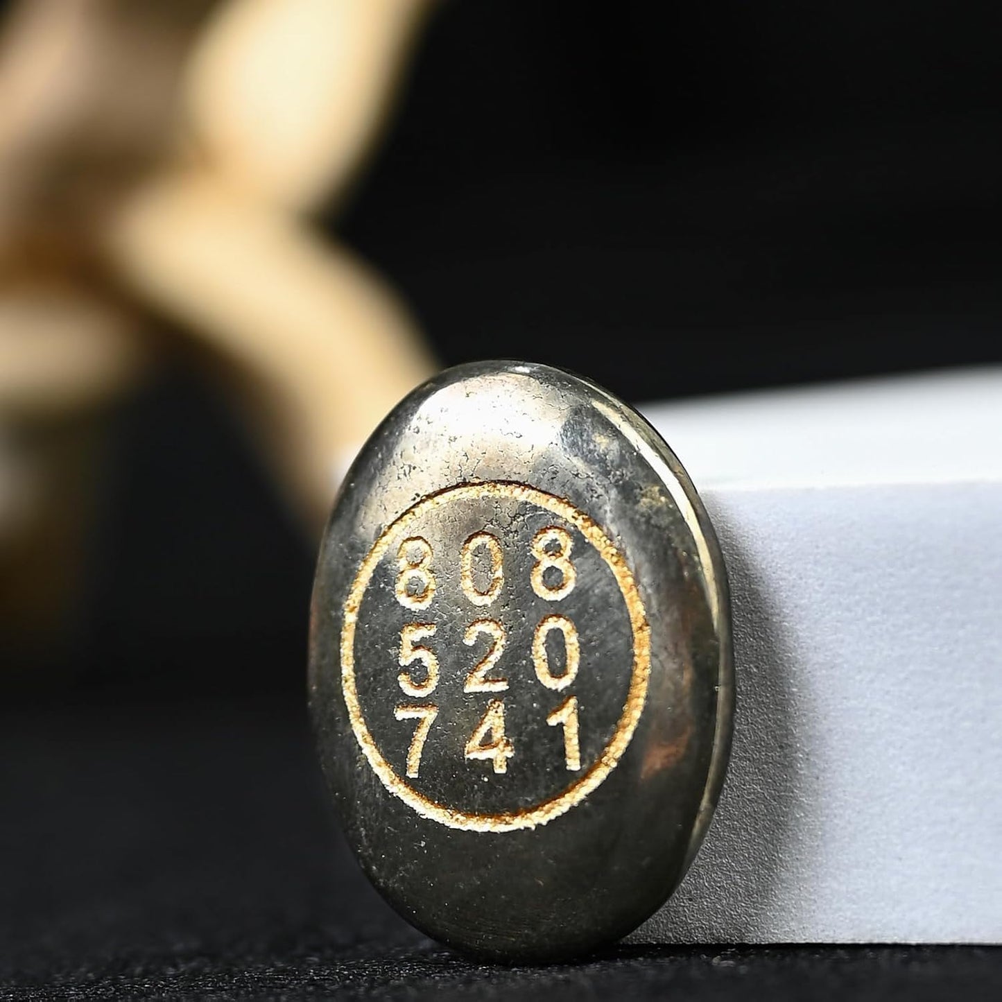 Good Luck Stone Pyrite Zibu Symbol Coin for Financial Growth & Abundance - Fortune & Wealth Magnet, Reiki Healing, Vastu Decor for Home & Office - 808 520 741