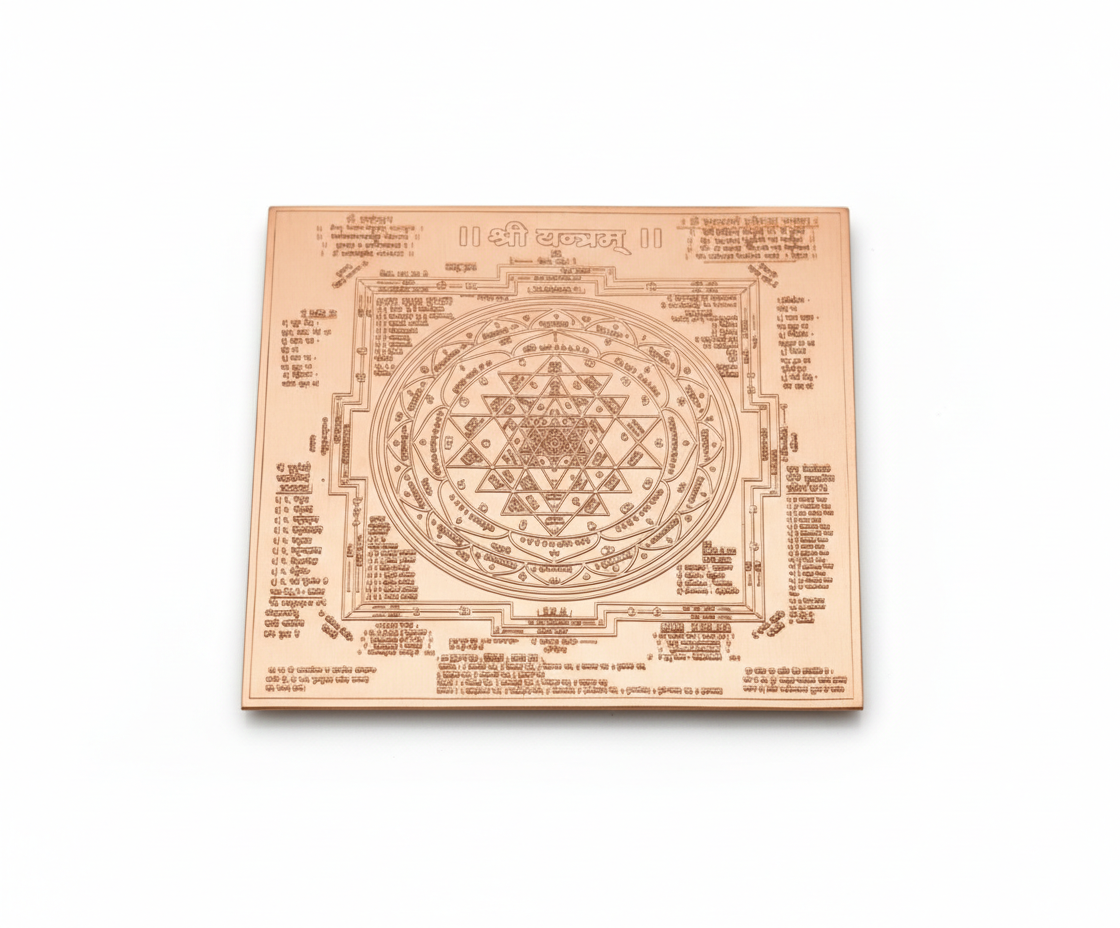 Energised Shree Yantra Copper | Sri Yantra Copper White Aura Vastu Store