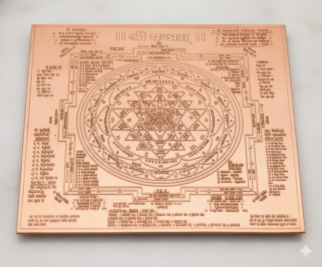 Energised Shree Yantra Copper | Sri Yantra Copper White Aura Vastu Store