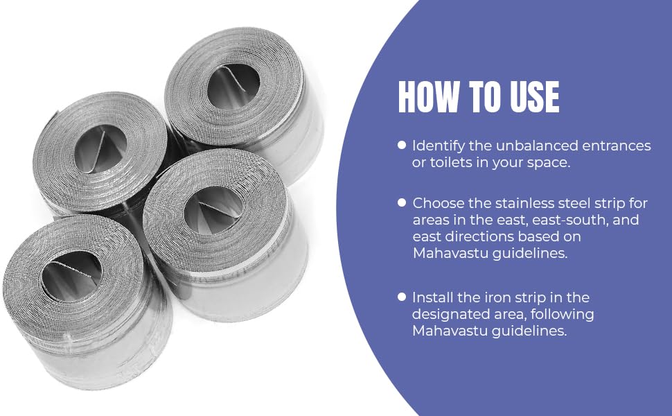 Vastu Stainless Steel Strip 1 inch- Mahavastu Remedies (1 Strip Roll) White Aura Vastu Store